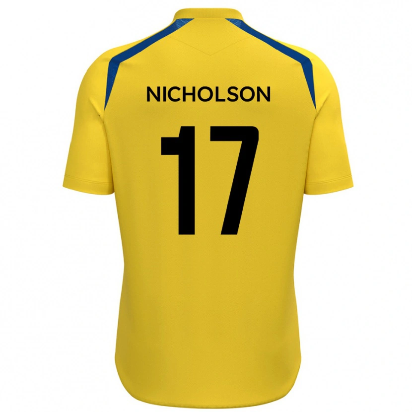 Danxen Homme Maillot Brad Nicholson #17 Jaune Bleu Tenues Domicile 2025/26 T-Shirt