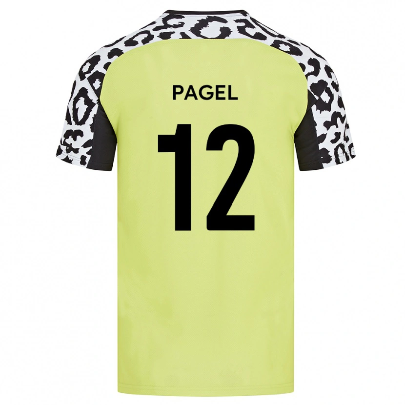 Danxen Homme Maillot Fiachra Pagel #12 Jaune Fluorescent Tenues Domicile 2025/26 T-Shirt