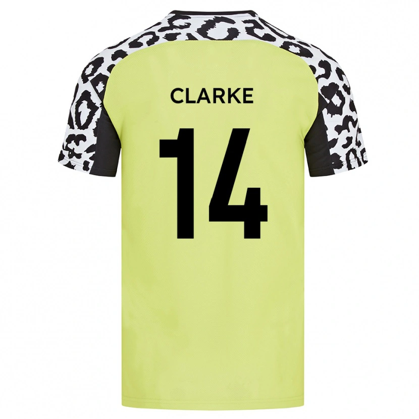 Danxen Homme Maillot Jayden Clarke #14 Jaune Fluorescent Tenues Domicile 2025/26 T-Shirt