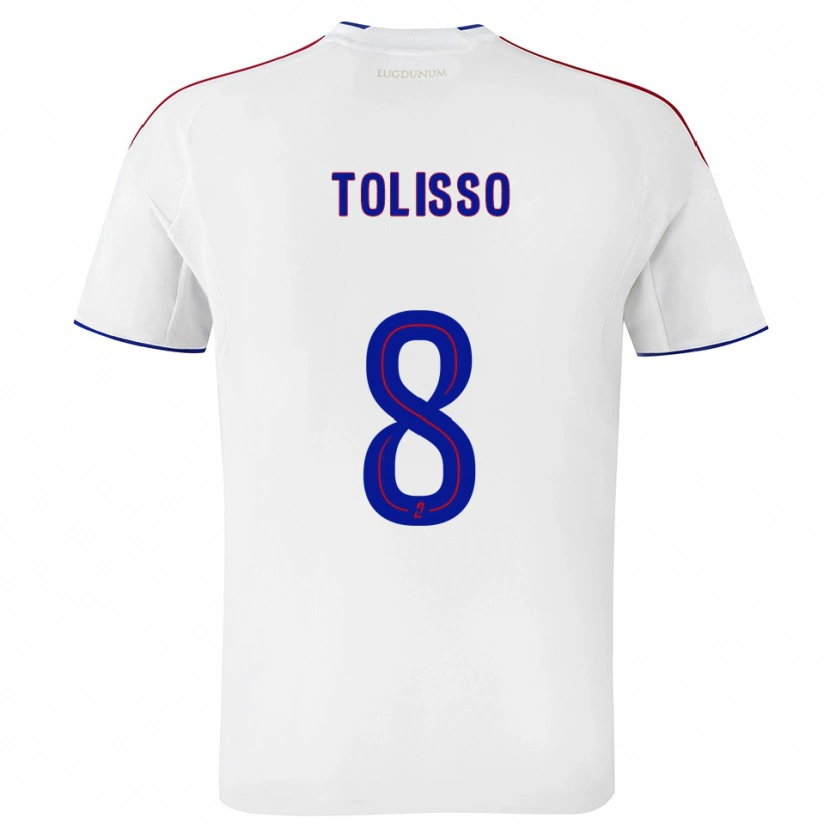 Danxen Homme Maillot Corentin Tolisso #8 Blanc Rouge Tenues Domicile 2025/26 T-Shirt