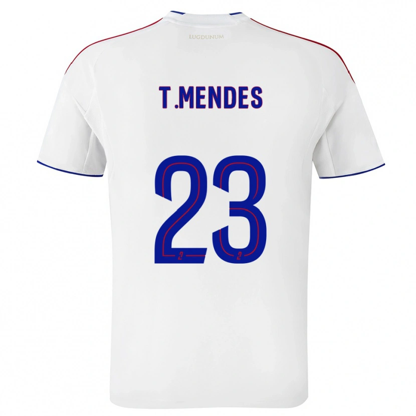 Danxen Homme Maillot Thiago Mendes #23 Blanc Rouge Tenues Domicile 2025/26 T-Shirt
