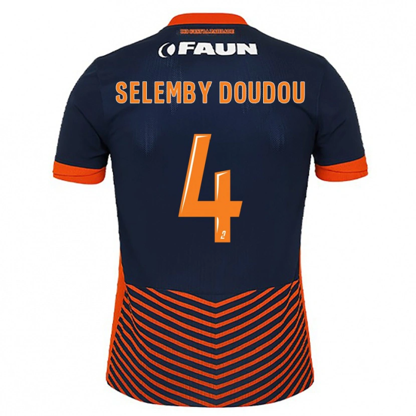 Danxen Homme Maillot Destin Selemby Doudou #4 Bleu Nuit Orange Tenues Domicile 2025/26 T-Shirt