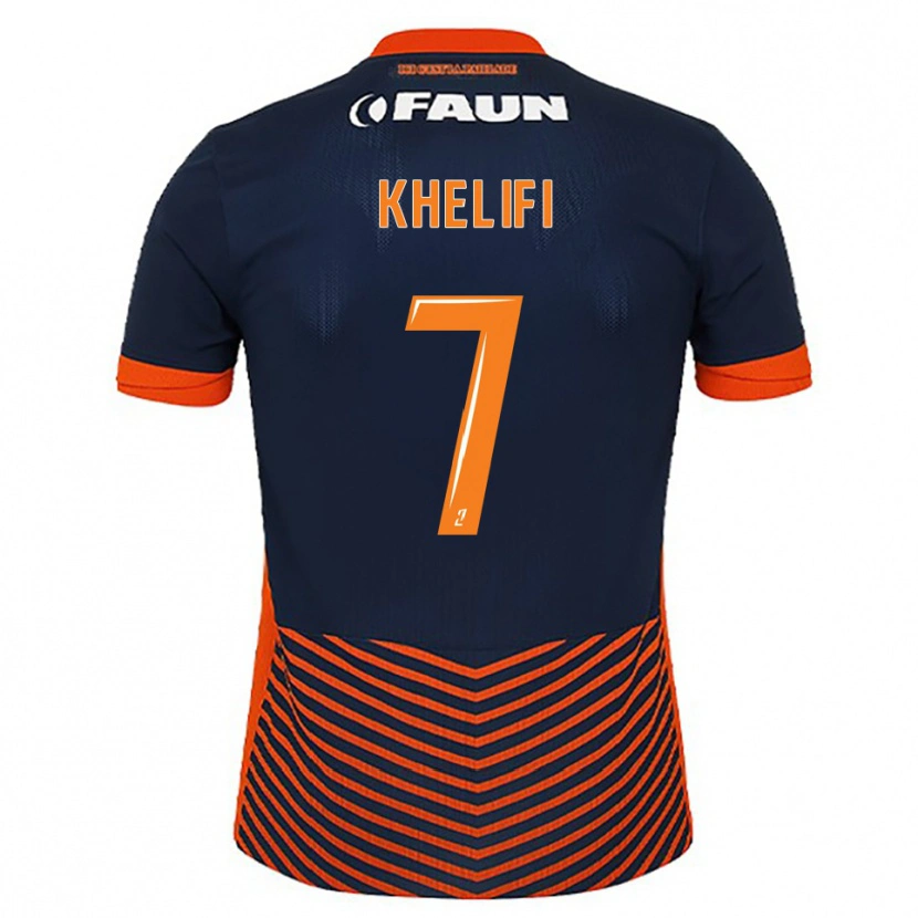 Danxen Homme Maillot Léa Khelifi #7 Bleu Nuit Orange Tenues Domicile 2025/26 T-Shirt