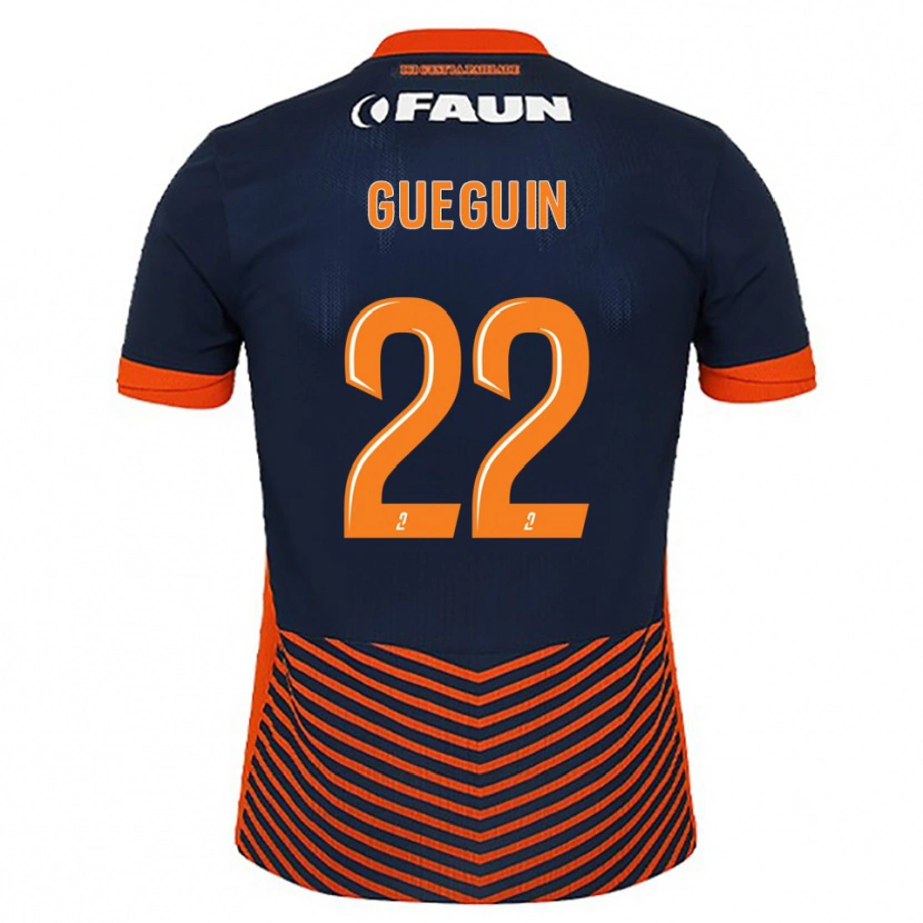 Danxen Homme Maillot Axel Guéguin #22 Bleu Nuit Orange Tenues Domicile 2025/26 T-Shirt