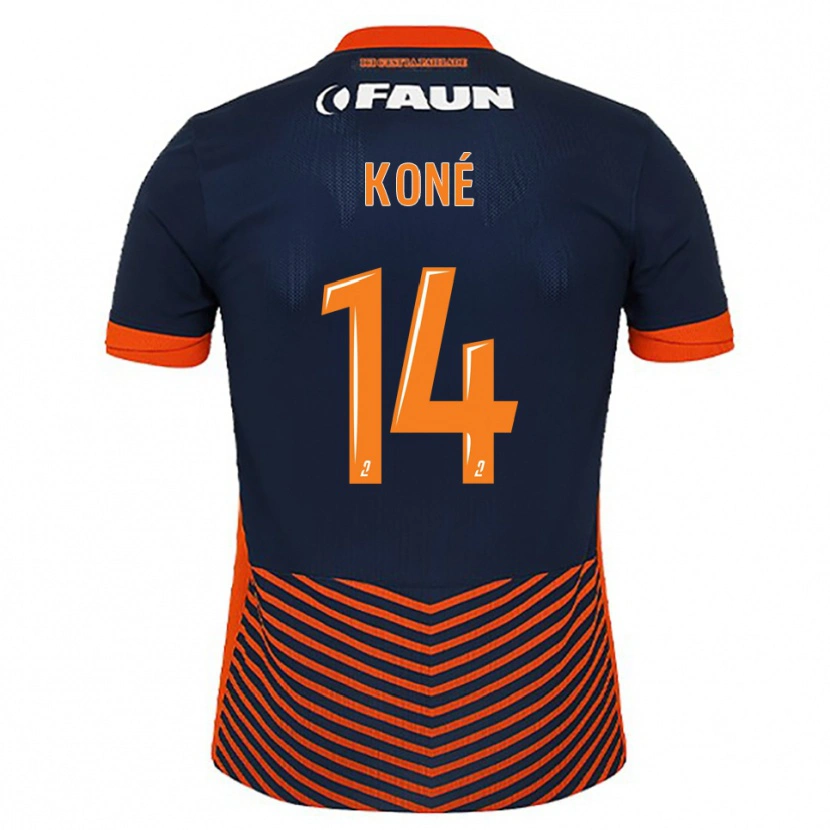 Danxen Homme Maillot Djomoh Koné #14 Bleu Nuit Orange Tenues Domicile 2025/26 T-Shirt