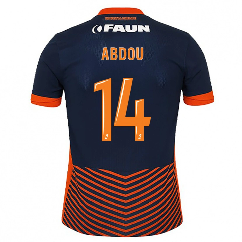 Danxen Homme Maillot Mathias Abdou #14 Bleu Nuit Orange Tenues Domicile 2025/26 T-Shirt