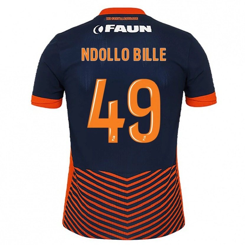 Danxen Homme Maillot Wilfried Ndollo Bille #49 Bleu Nuit Orange Tenues Domicile 2025/26 T-Shirt