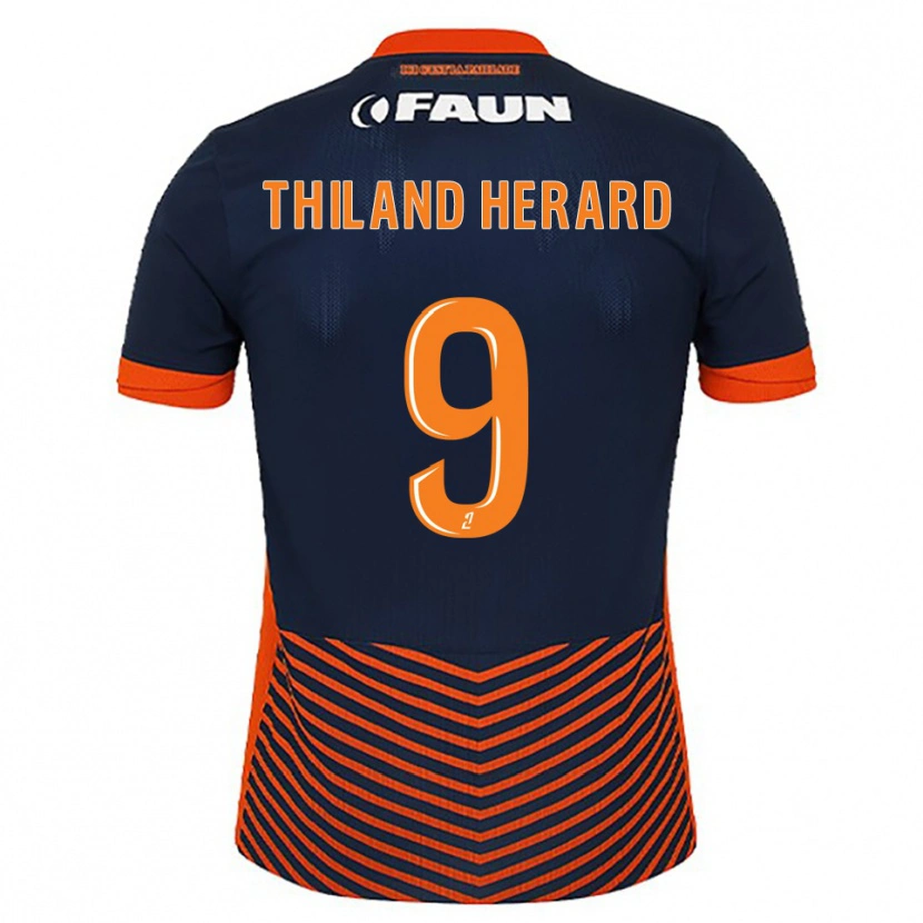 Danxen Homme Maillot Robin Thiland-Herard #9 Bleu Nuit Orange Tenues Domicile 2025/26 T-Shirt