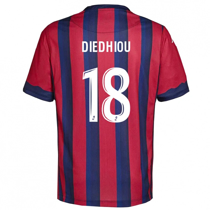 Danxen Homme Maillot Famara Diédhiou #18 Bourgogne Marine Tenues Domicile 2025/26 T-Shirt