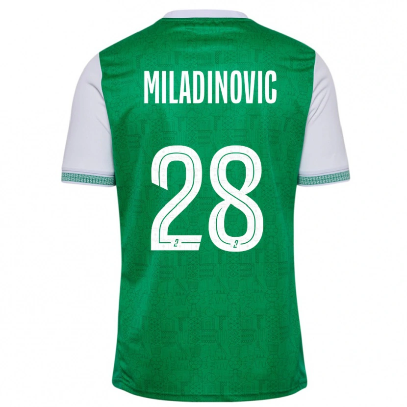 Danxen Homme Maillot Igor Miladinovic #28 Vert Blanc Tenues Domicile 2025/26 T-Shirt