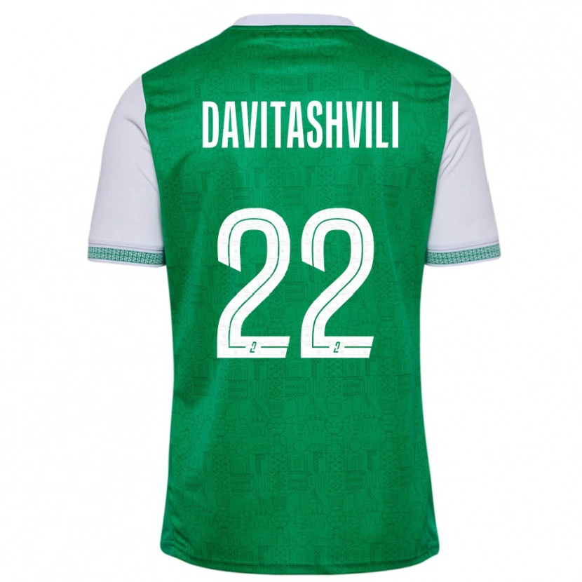 Danxen Homme Maillot Zuriko Davitashvili #22 Vert Blanc Tenues Domicile 2025/26 T-Shirt