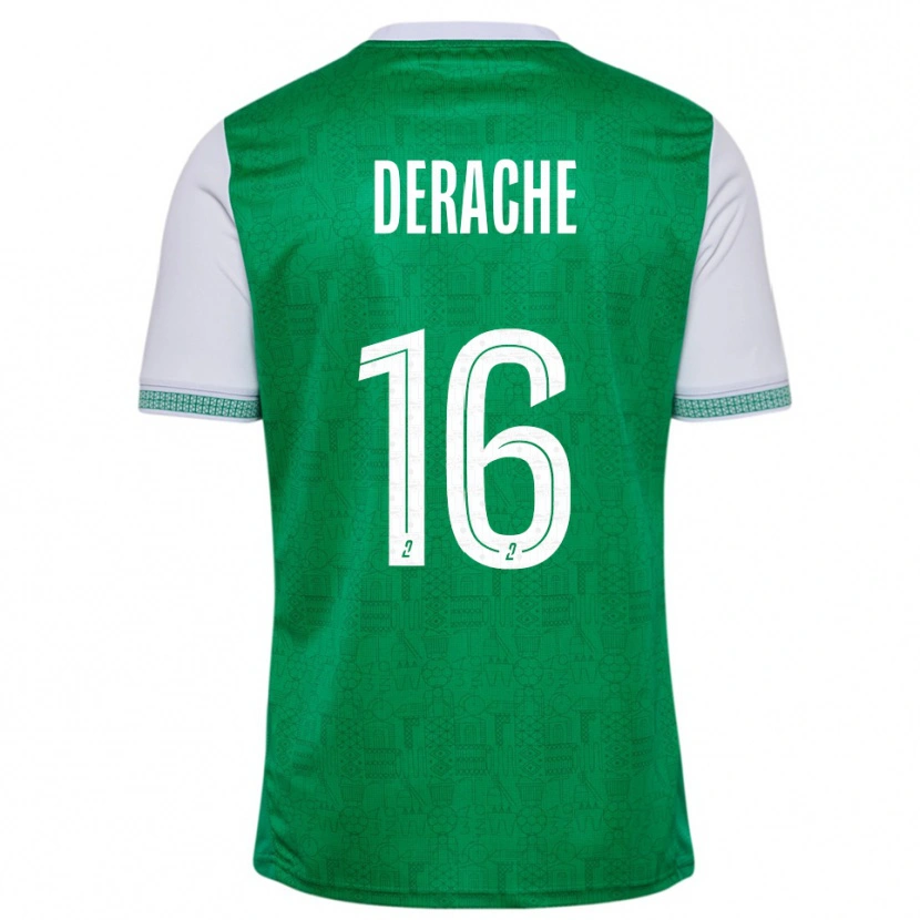 Danxen Homme Maillot Joseph Derache #16 Vert Blanc Tenues Domicile 2025/26 T-Shirt