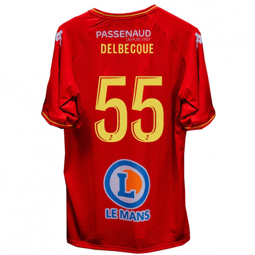 Danxen Homme Maillot Augustin Delbecque #55 Rouge Jaune Tenues Domicile 2025/26 T-Shirt