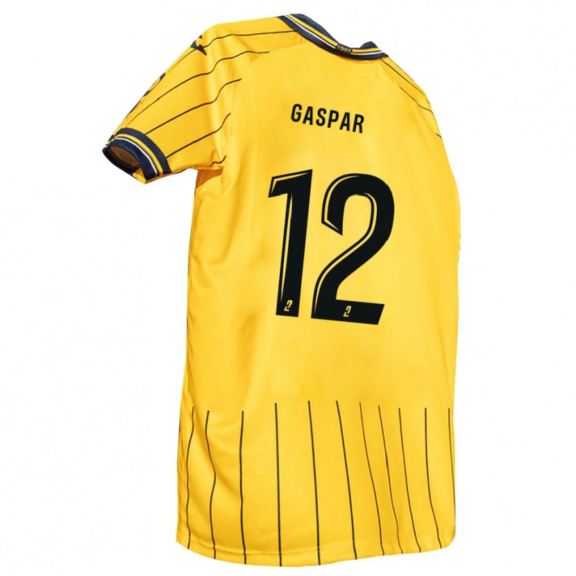 Danxen Homme Maillot Jordy Gaspar #12 Jaune Marine Tenues Domicile 2025/26 T-Shirt