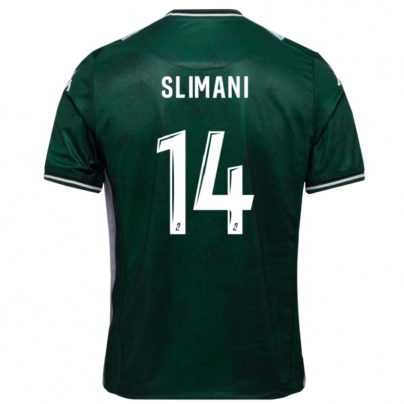 Danxen Homme Maillot Rayan Slimani #14 Vert Blanc Tenues Domicile 2025/26 T-Shirt
