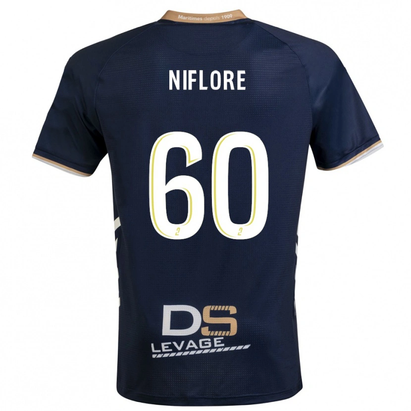 Danxen Homme Maillot Mathys Niflore #60 Marine Or Tenues Domicile 2025/26 T-Shirt