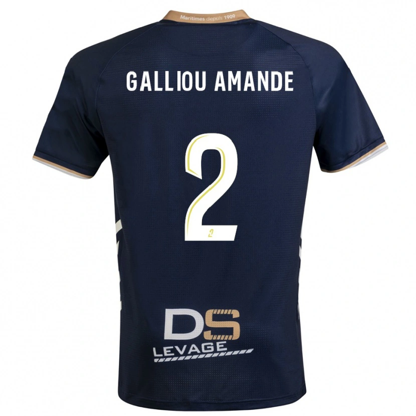 Danxen Homme Maillot Noa Galliou Amande #2 Marine Or Tenues Domicile 2025/26 T-Shirt