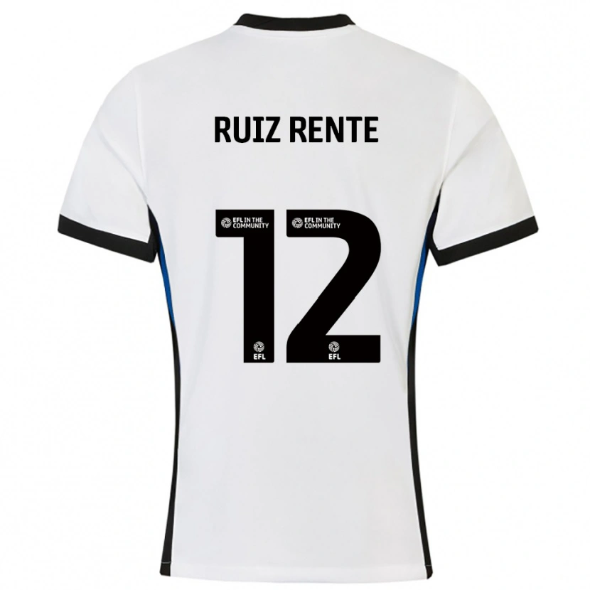 Danxen Homme Maillot Álvaro Ruiz Rente #12 Blanc Bleu Tenues Extérieur 2025/26 T-Shirt