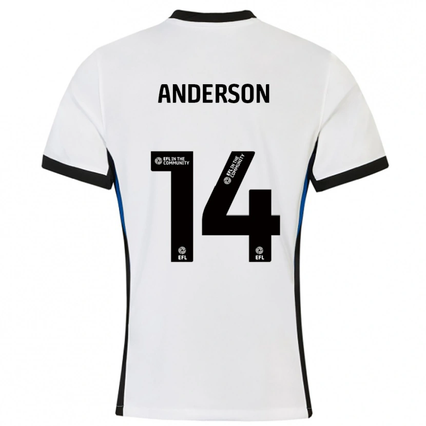 Danxen Homme Maillot Keshi Anderson #14 Blanc Bleu Tenues Extérieur 2025/26 T-Shirt