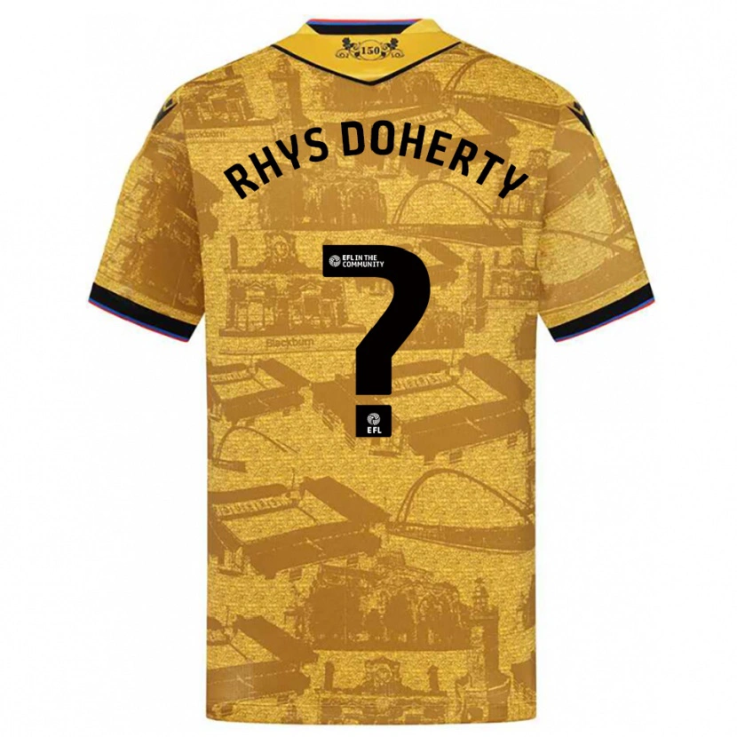 Danxen Homme Maillot Rhys Doherty #0 Or Noir Tenues Extérieur 2025/26 T-Shirt