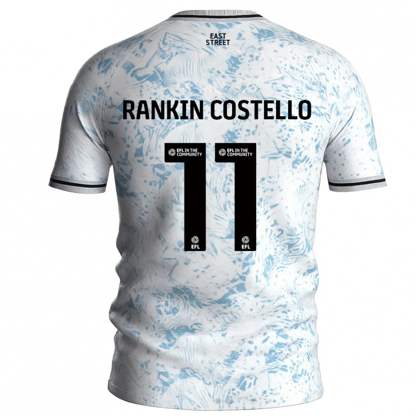 Danxen Homme Maillot Joe Rankin-Costello #11 Blanc Bleu Ciel Tenues Extérieur 2025/26 T-Shirt