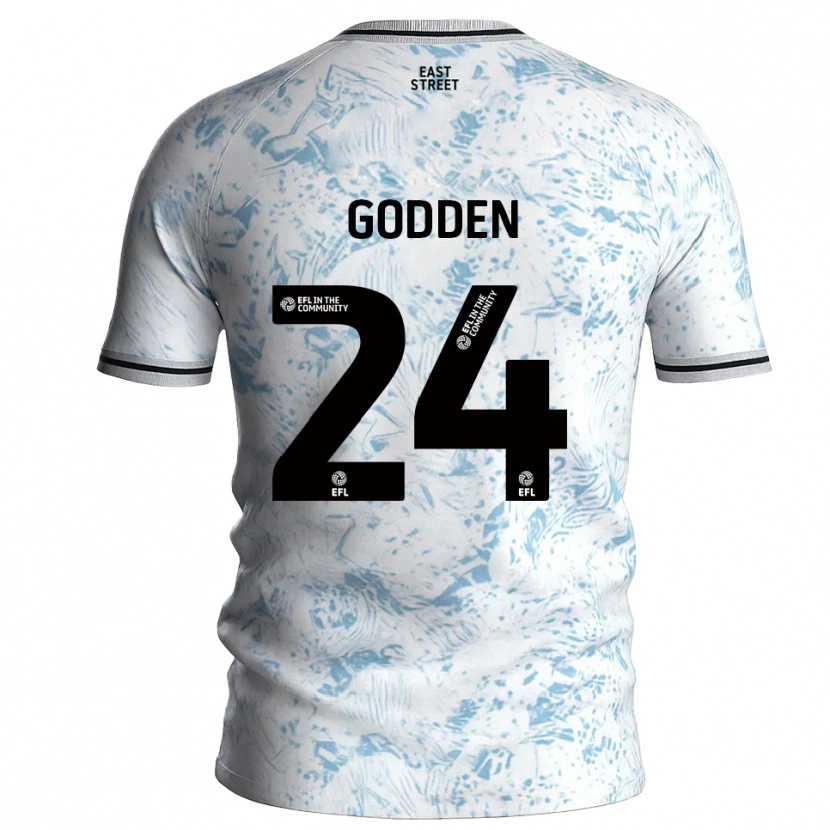 Danxen Homme Maillot Matty Godden #24 Blanc Bleu Ciel Tenues Extérieur 2025/26 T-Shirt