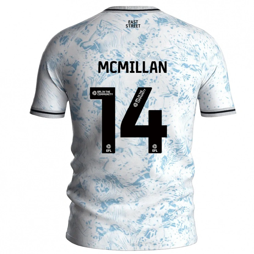Danxen Homme Maillot Ellis Mcmillan #14 Blanc Bleu Ciel Tenues Extérieur 2025/26 T-Shirt