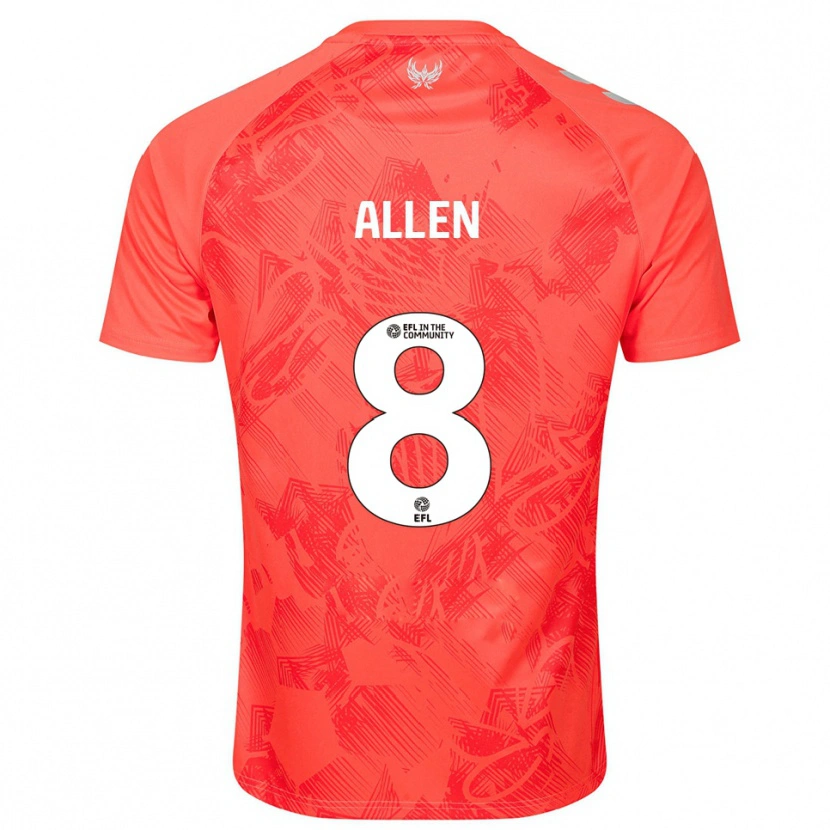 Danxen Homme Maillot Jamie Allen #8 Orange Blanc Tenues Extérieur 2025/26 T-Shirt