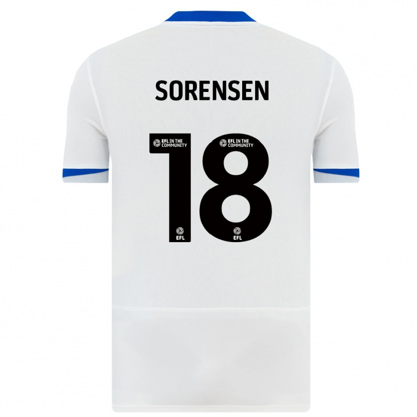 Danxen Homme Maillot Elias Sørensen #18 Blanc Noir Tenues Extérieur 2025/26 T-Shirt