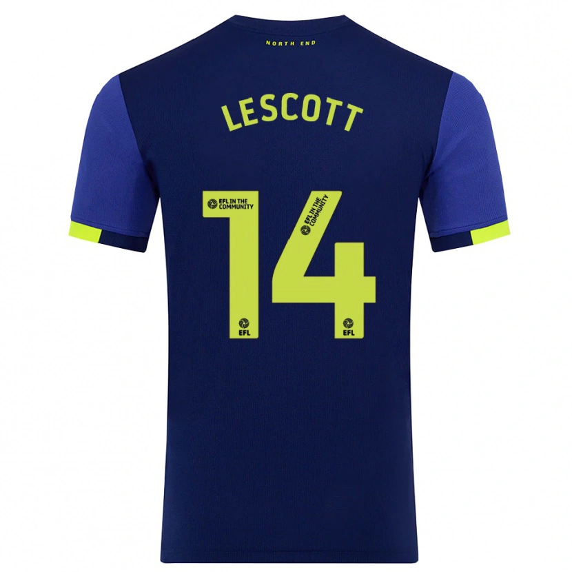Danxen Homme Maillot Clayton Lescott #14 Marine Jaune Tenues Extérieur 2025/26 T-Shirt