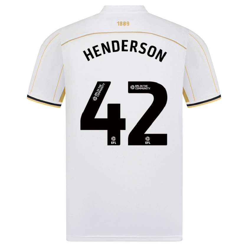 Danxen Homme Maillot Peyton Henderson #42 Blanc Or Tenues Extérieur 2025/26 T-Shirt
