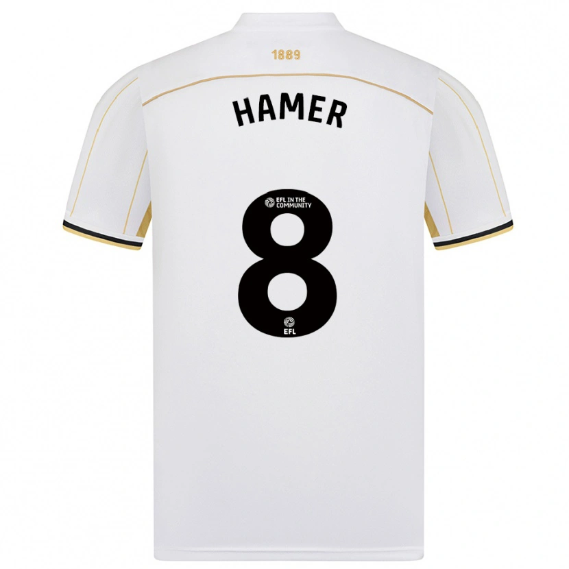 Danxen Homme Maillot Gustavo Hamer #8 Blanc Or Tenues Extérieur 2025/26 T-Shirt