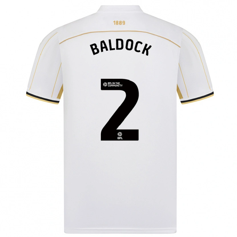Danxen Homme Maillot George Baldock #2 Blanc Or Tenues Extérieur 2025/26 T-Shirt