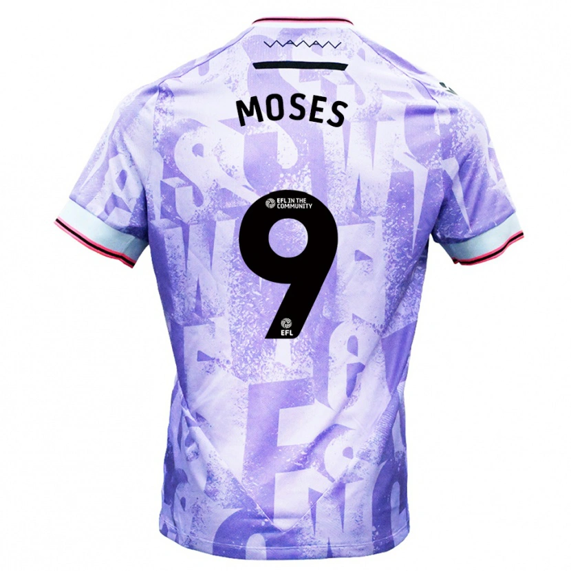Danxen Homme Maillot Devlan Moses #9 Lilas Blanc Tenues Extérieur 2025/26 T-Shirt