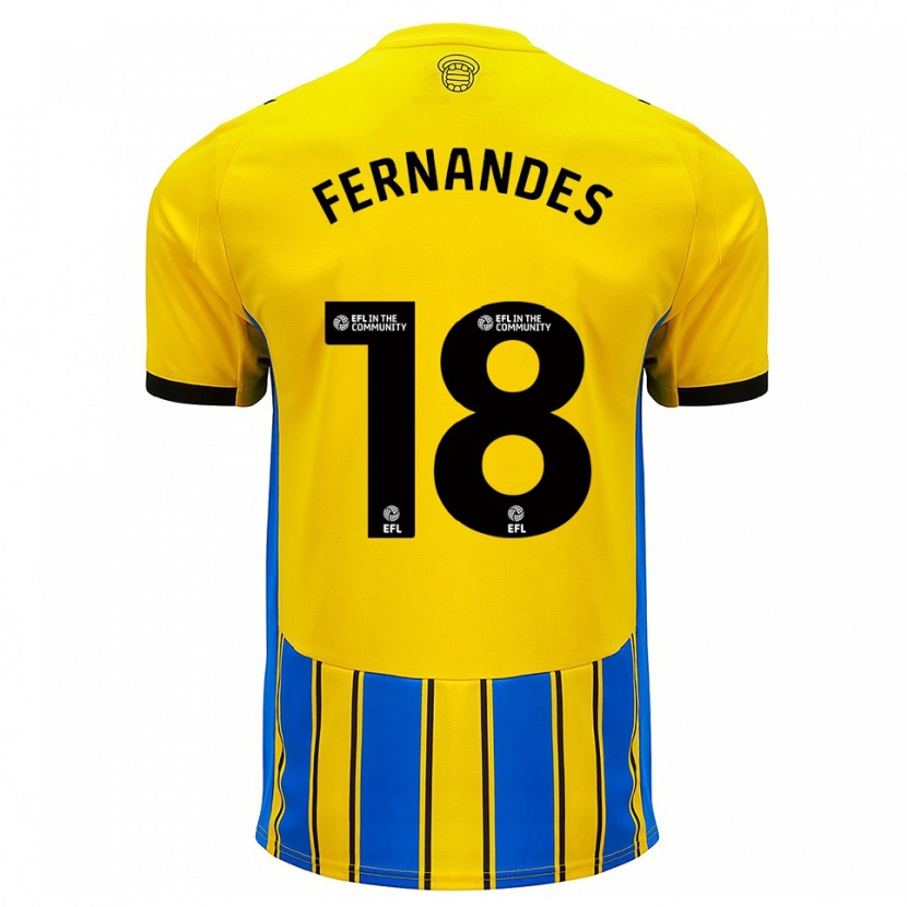 Danxen Homme Maillot Mateus Fernandes #18 Bleu Jaune Tenues Extérieur 2025/26 T-Shirt
