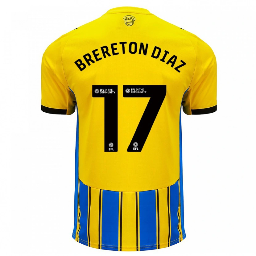 Danxen Homme Maillot Ben Brereton Díaz #17 Bleu Jaune Tenues Extérieur 2025/26 T-Shirt