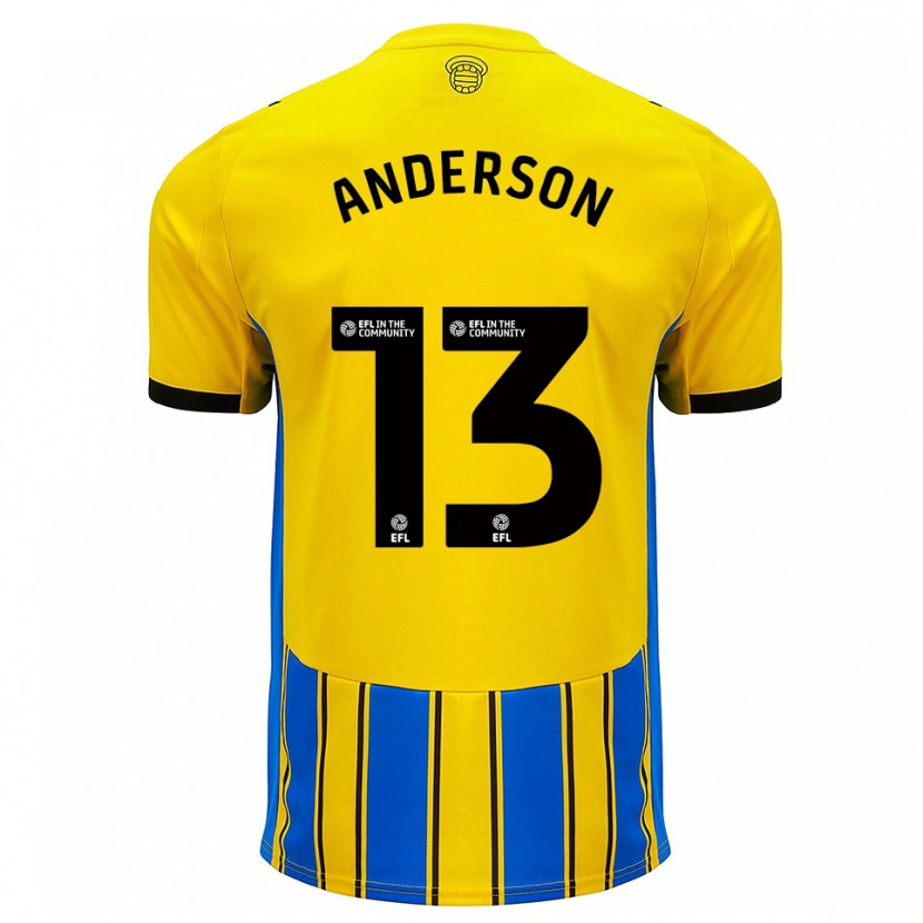 Danxen Homme Maillot Calum Anderson #13 Bleu Jaune Tenues Extérieur 2025/26 T-Shirt