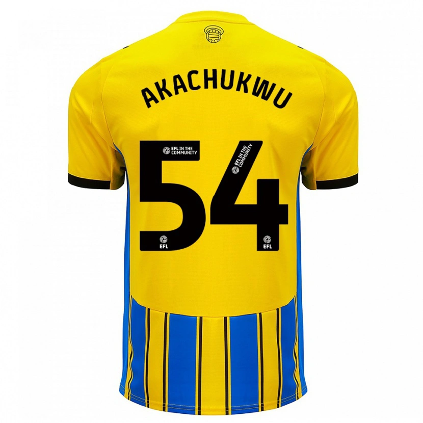 Danxen Homme Maillot Romeo Akachukwu #54 Bleu Jaune Tenues Extérieur 2025/26 T-Shirt