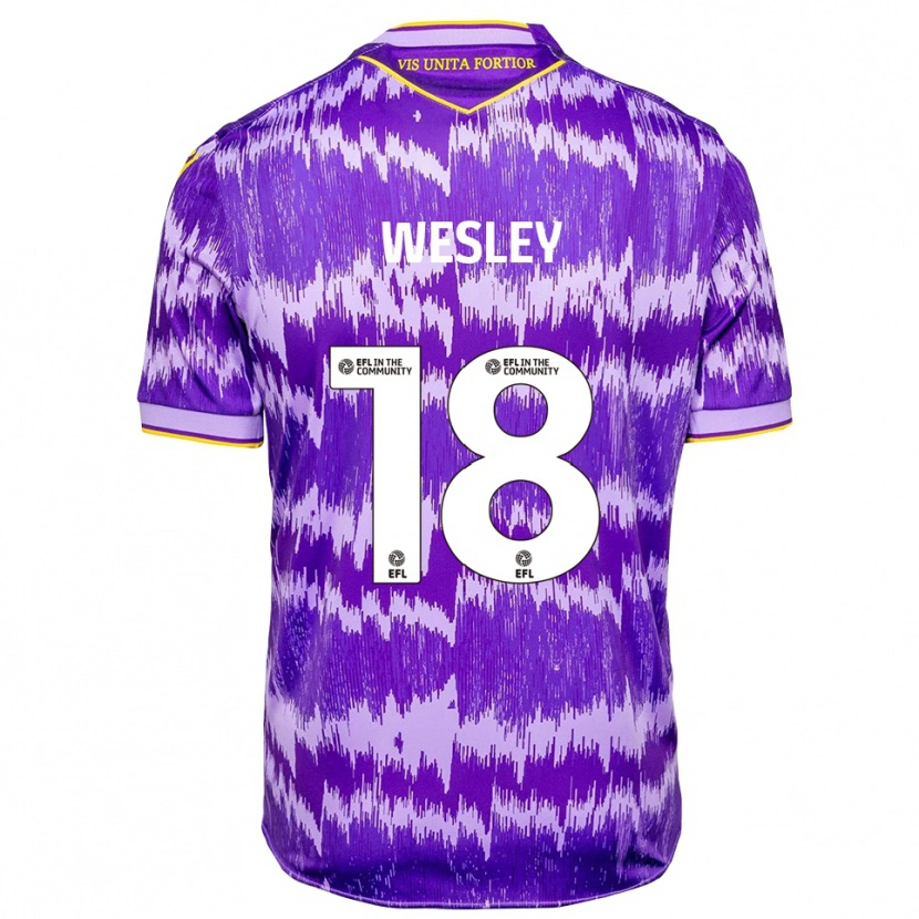 Danxen Homme Maillot Wesley Moraes #18 Violet Jaune Tenues Extérieur 2025/26 T-Shirt