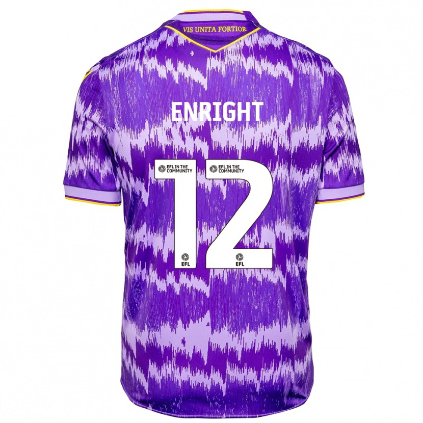 Danxen Homme Maillot Luke Enright #12 Violet Jaune Tenues Extérieur 2025/26 T-Shirt