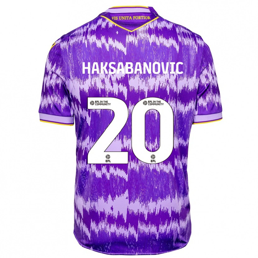 Danxen Homme Maillot Sead Hakšabanović #20 Violet Jaune Tenues Extérieur 2025/26 T-Shirt