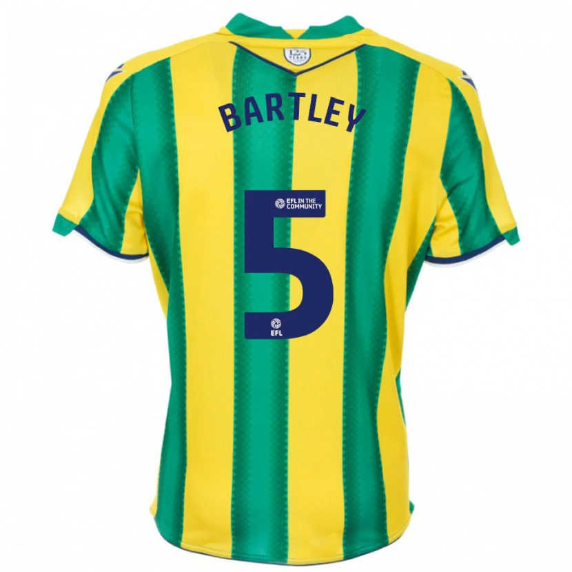 Danxen Homme Maillot Kyle Bartley #5 Jaune Vert Tenues Extérieur 2025/26 T-Shirt