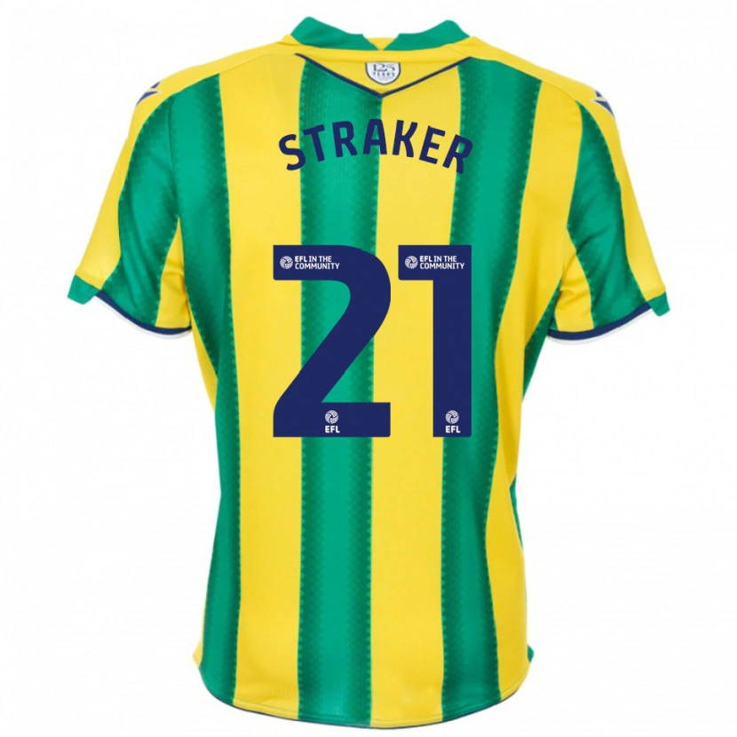 Danxen Homme Maillot Jannelle Straker #21 Jaune Vert Tenues Extérieur 2025/26 T-Shirt