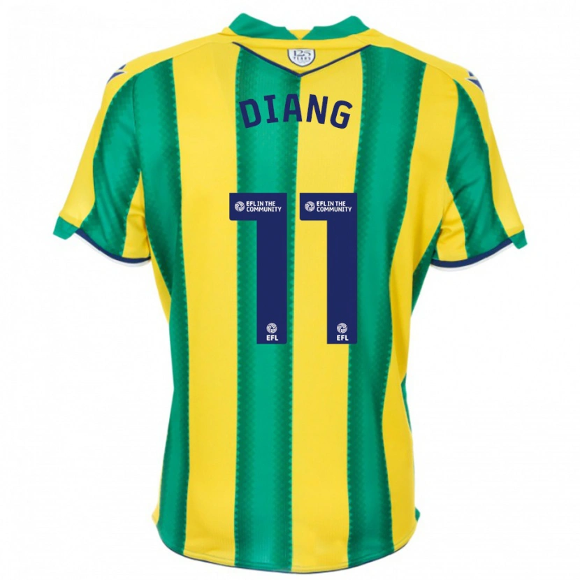 Danxen Homme Maillot Grady Diangana #11 Jaune Vert Tenues Extérieur 2025/26 T-Shirt