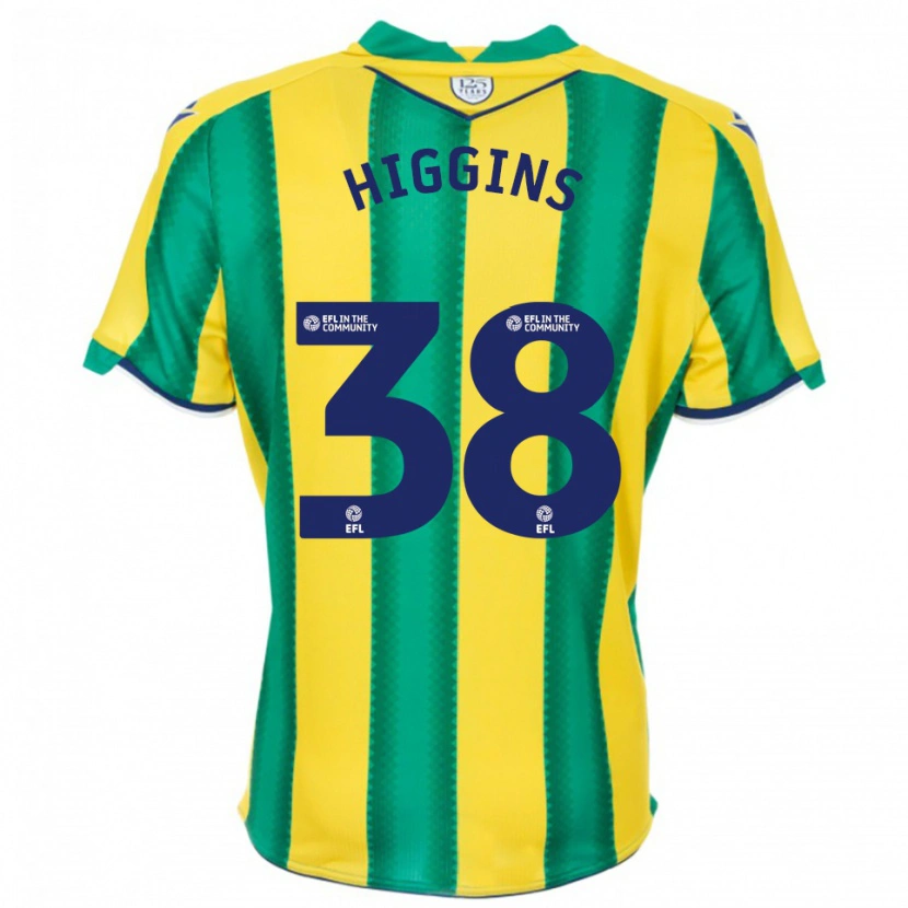 Danxen Homme Maillot Akeel Higgins #38 Jaune Vert Tenues Extérieur 2025/26 T-Shirt