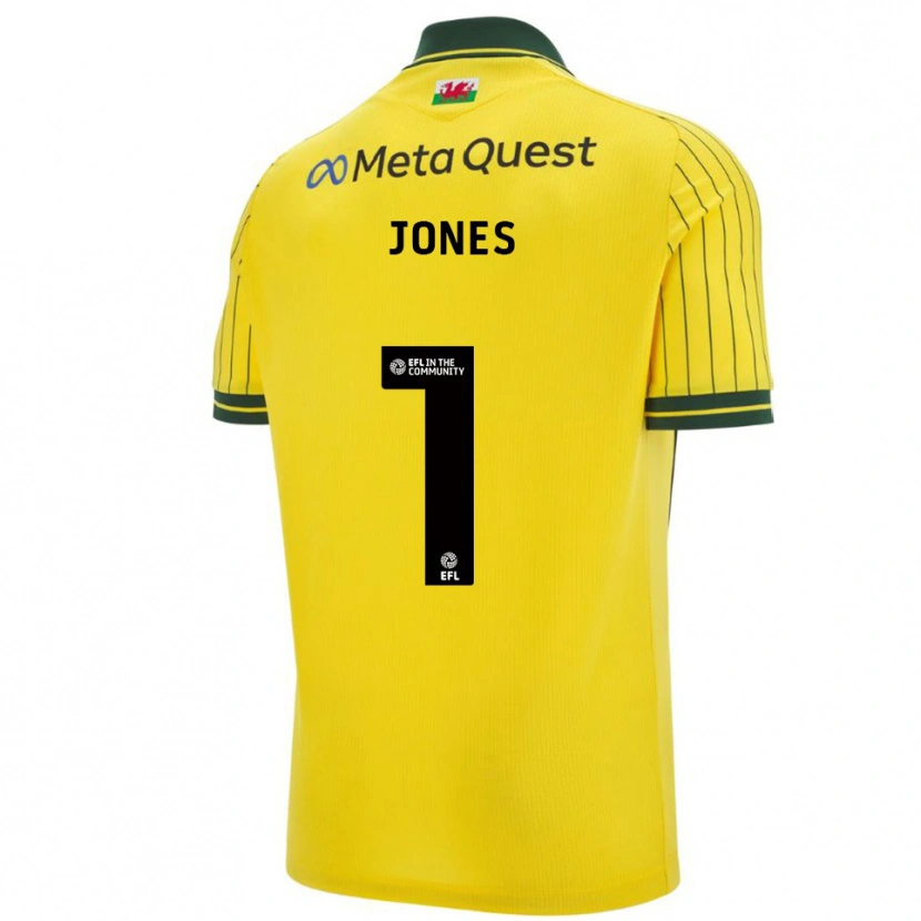 Danxen Homme Maillot Elliott Jones #1 Jaune Vert Tenues Extérieur 2025/26 T-Shirt