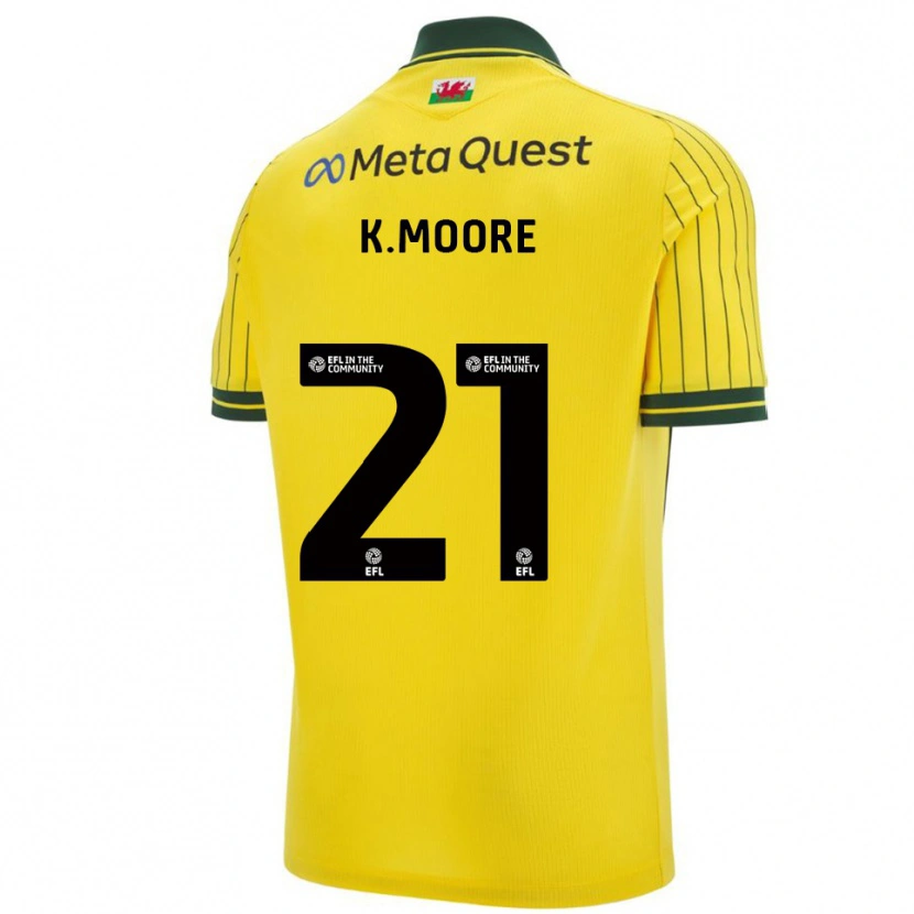 Danxen Homme Maillot Kieffer Moore #21 Jaune Vert Tenues Extérieur 2025/26 T-Shirt