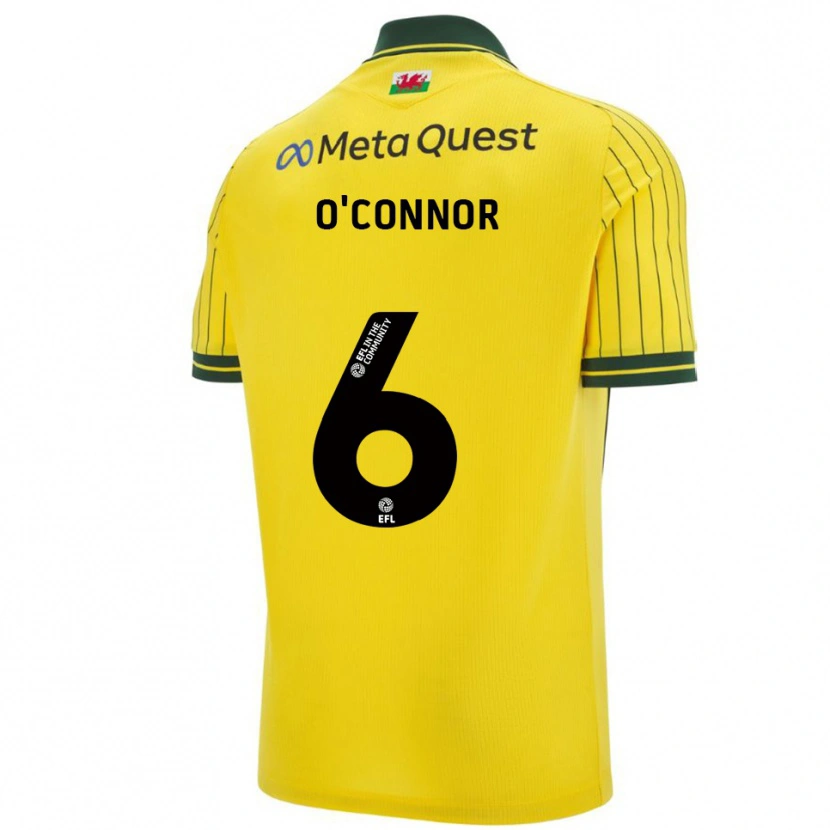 Danxen Homme Maillot Thomas O'connor #6 Jaune Vert Tenues Extérieur 2025/26 T-Shirt
