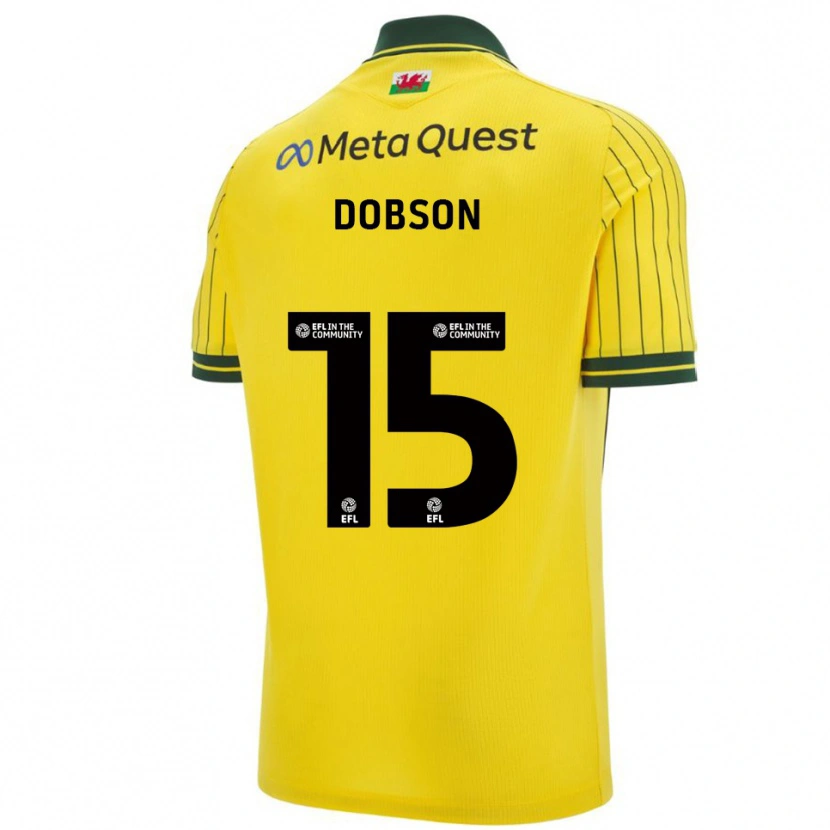 Danxen Homme Maillot George Dobson #15 Jaune Vert Tenues Extérieur 2025/26 T-Shirt