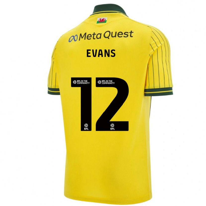 Danxen Homme Maillot George Evans #12 Jaune Vert Tenues Extérieur 2025/26 T-Shirt
